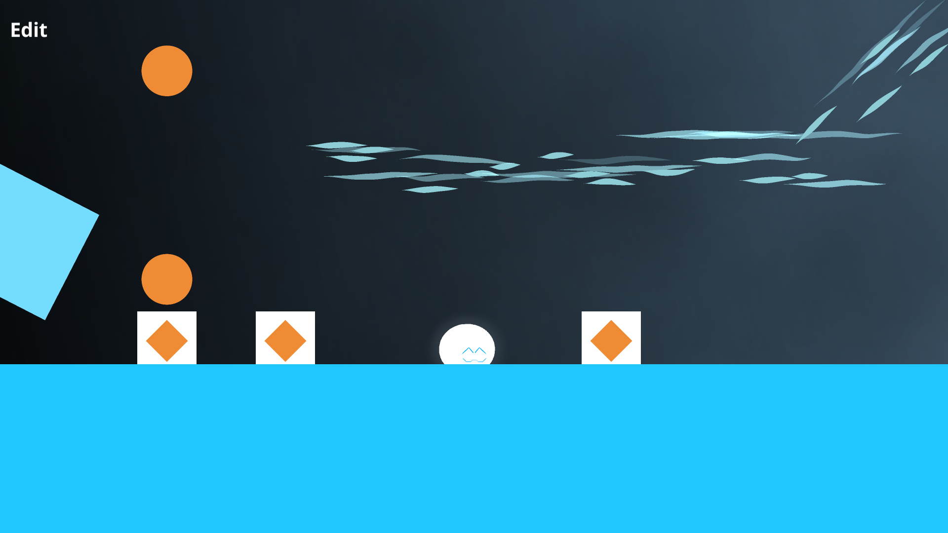 Screenshot of a prototype showing early projectile dispensers and air
currents.